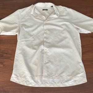 Alfani Cream Short Sleeve Button Up Dress Shirt